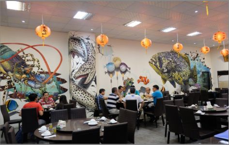 广昌海鲜餐厅墙体彩绘